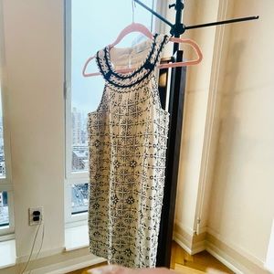 NWOT Emilio Pucci white beaded dress with black and white beading size US 4
